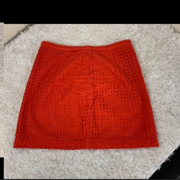 Madewell Orange Crochet Mini Skirt Size 8 | Summer Boho Chic Eyelet Style - Picture 5 of 7